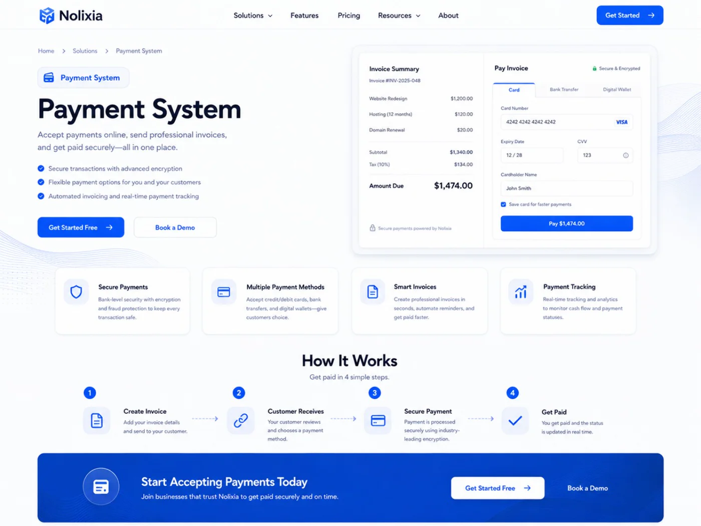 Payment System system for a business website