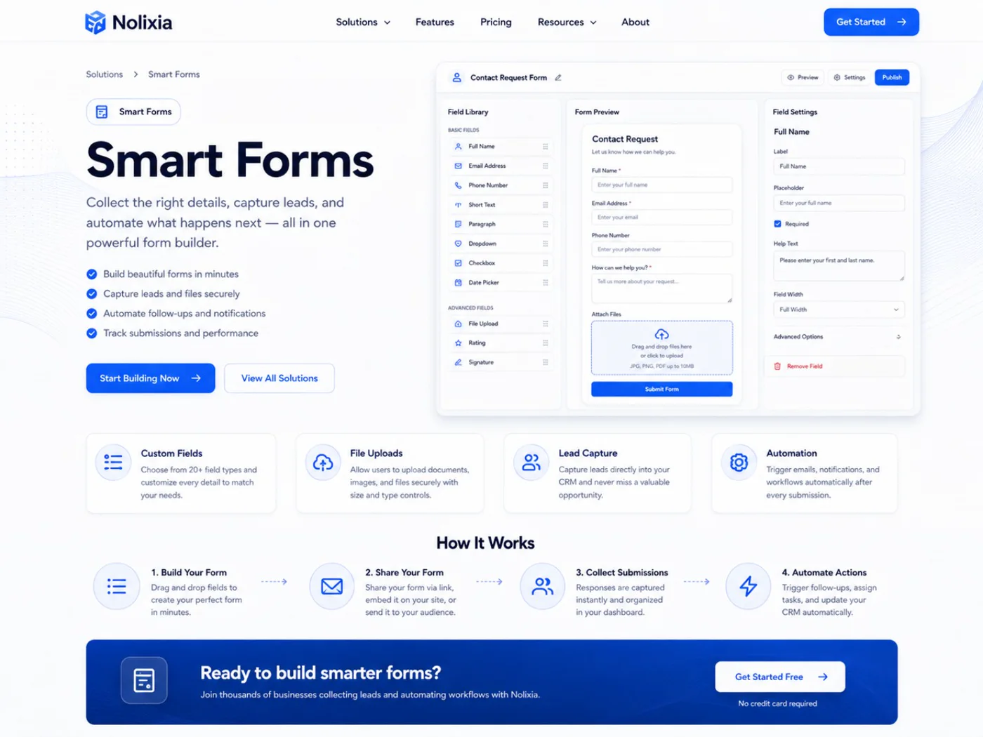 Smart Forms system for a business website