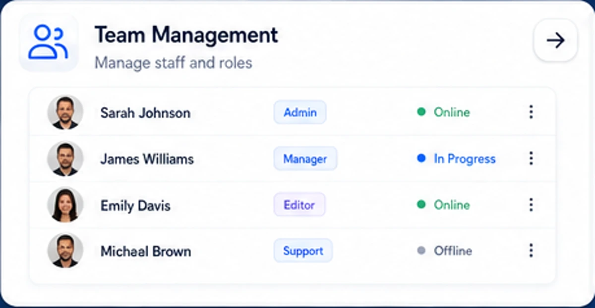 Team Management — Manage staff and roles